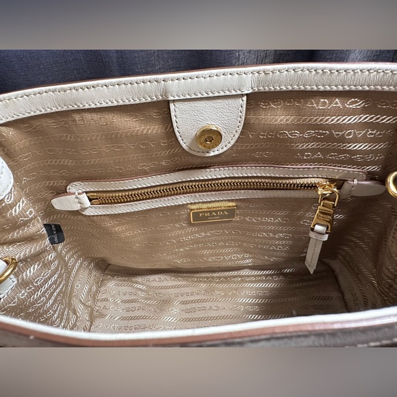 Prada White Jacquard Logo Tote 2-way design Crossbody or Handbag - Picture 14 of 16